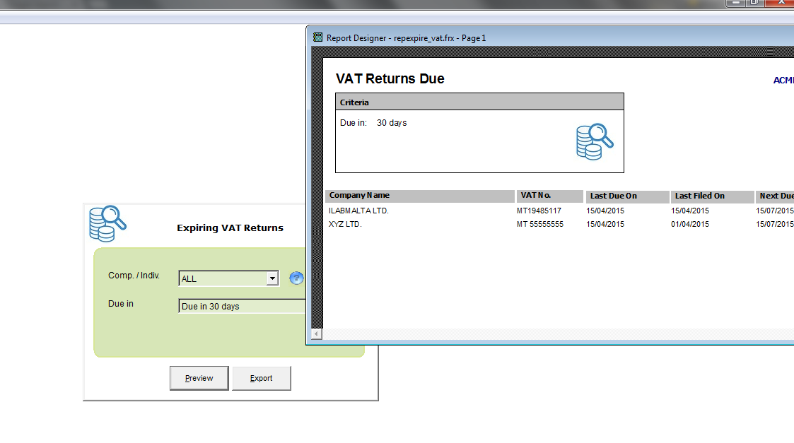 AudAssist - Reminds you of upcoming VAT Returns / Annual Returns / Income Tax Returns